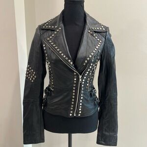 GatsbyLady London Limited Edition Black 100% Lambs Leather Jacket size 2